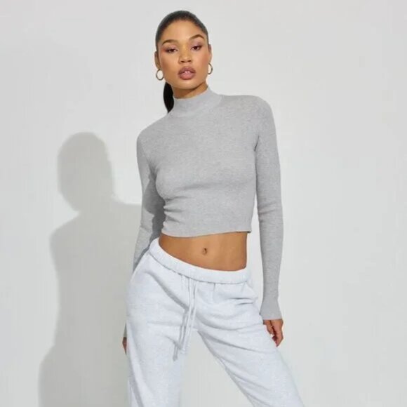 NWT Garage Apron Back Sweater Spring Grey Mix - Picture 3 of 4